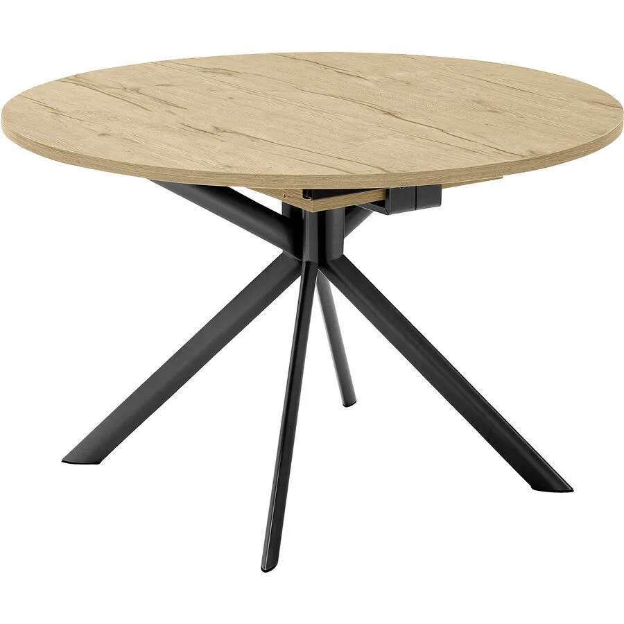 CONNUBIA Esstisch Giove Natur, Schwarz Holz, Metall Massivholz B 120 T 120 cm