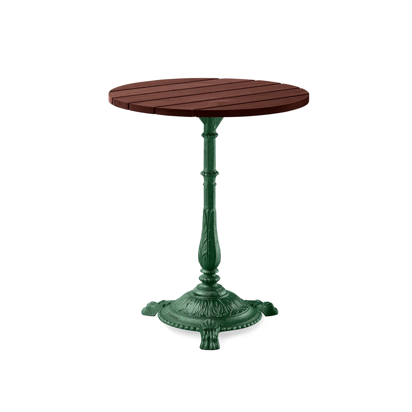 Byarums Bruk - Bord Classic Café Ø60 cm 3-tass – Brunlaserad Furu/Grönlackerad Aluminium - Matbord utomhus - Grön - Metall/Trä