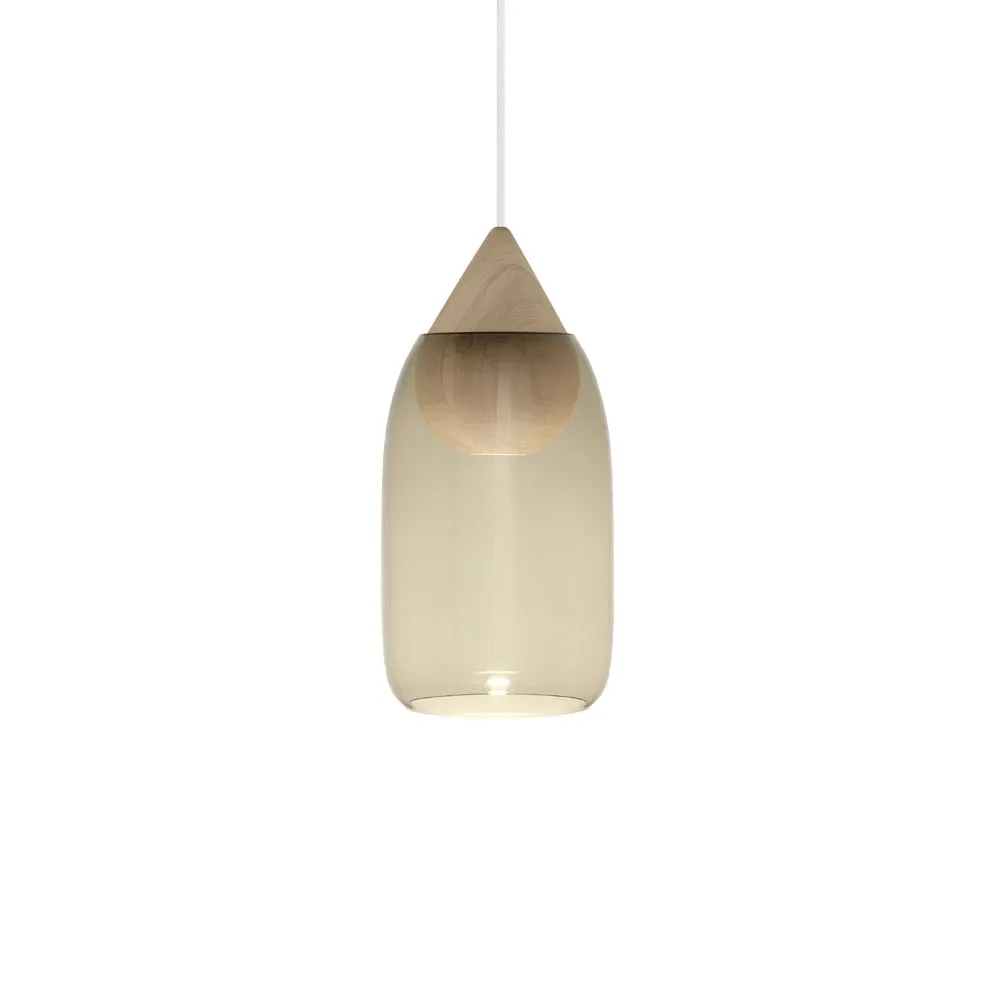 Mater Liuku Drop Pendelleuchte Rauchglas, Linde matt lackiert