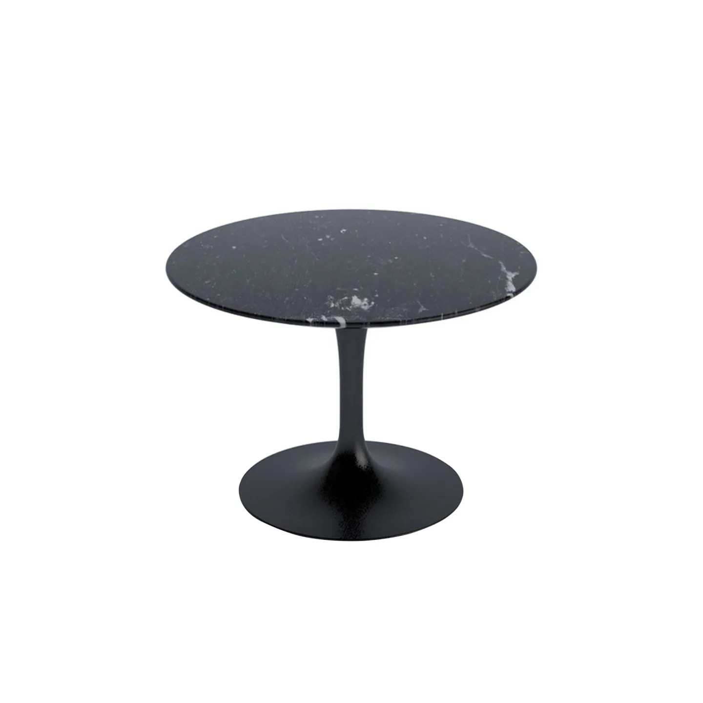 Knoll - Saarinen Round Table - Soffbord, Svart underrede, skiva i matt svart Marquina marmor, H: 36, Ø 51 - Soffbord - Eero Saarinen - Svart - Metall/Sten