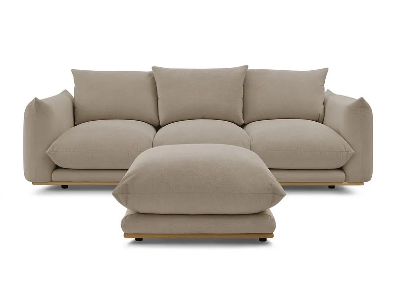 3er Sofa mit Hocker BOBOCHIC ERNEST Stoff taupe