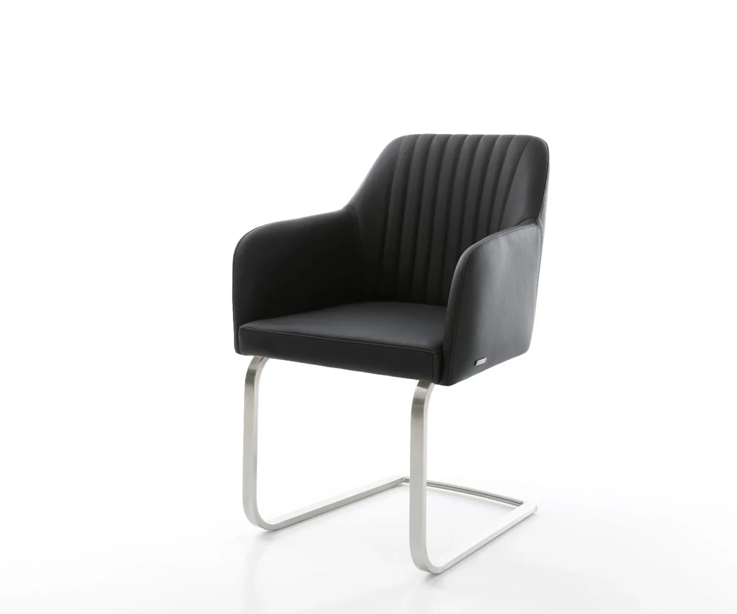 Freischwinger Greg-Flex Echt-Leder Schwarz Freischwinger flach Edelstahl Taschenfederkern