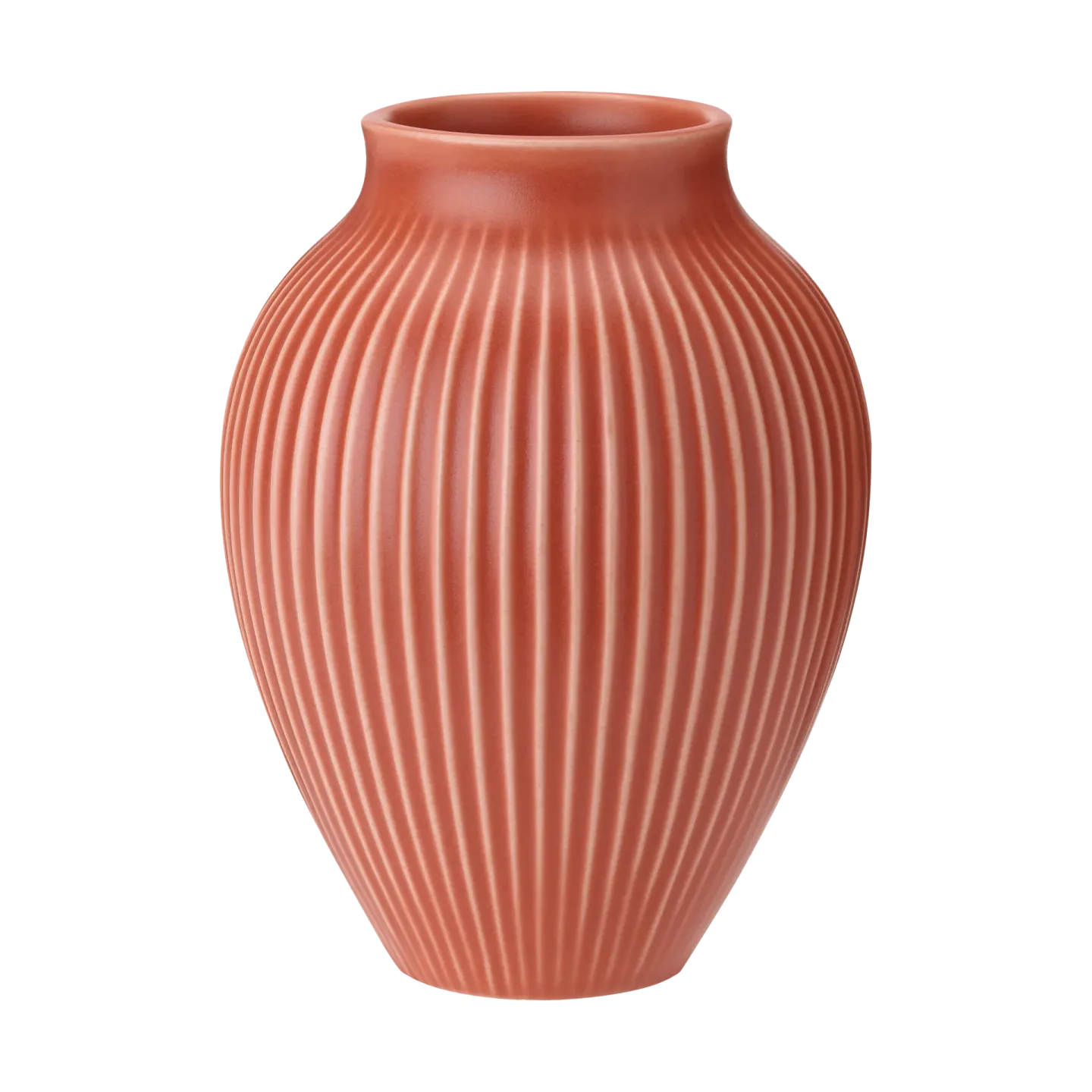 Knabstrup Keramik Knabstrup Vase geriffelt 27cm Coral