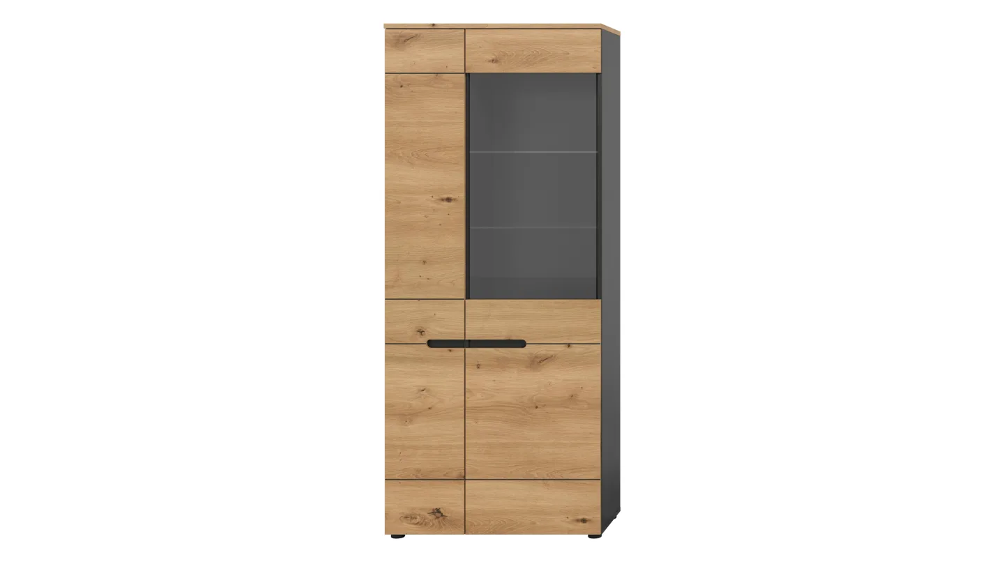 Vitrine mit Glastür Artisan Eiche Breite 80 cm - CANU