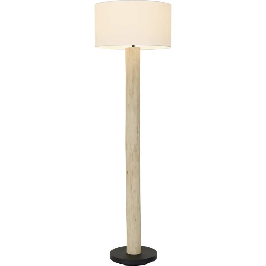 Stehlampe Solea Beige/Braun Holz/Stoff 45 cm 150 cm - Farbe: Beige, Natur - Material: Holz, Stoff