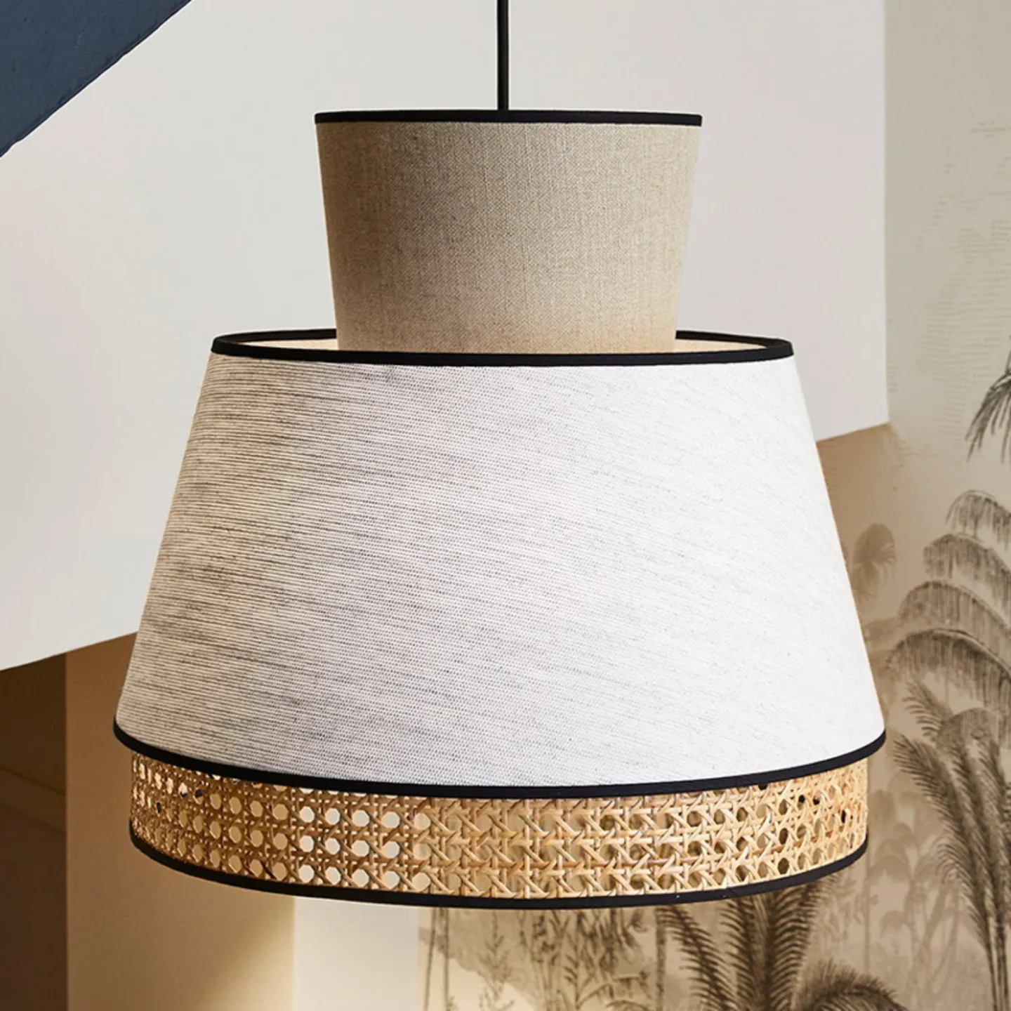 Singapour M Hängelampe, nude - MARKET SET - Wohnzimmer - Design - Stoff / Textil - Einflammig