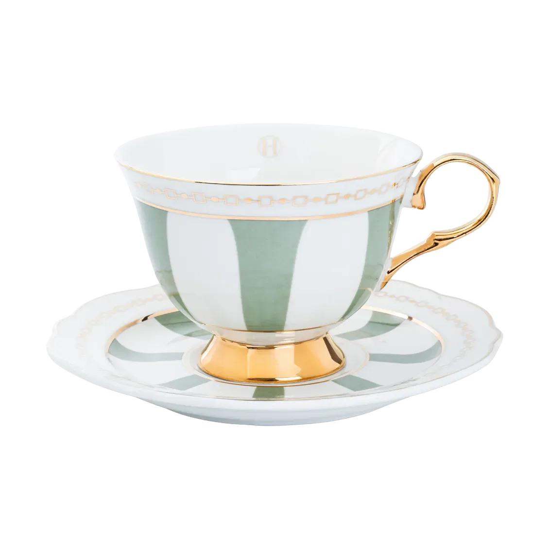 Hilke Collection Strisce Salvia Tasse mit Untertasse 22 cl