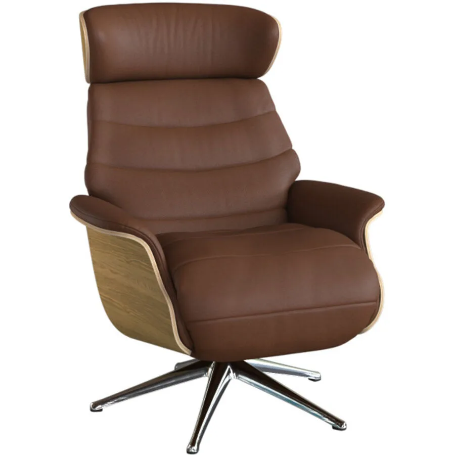 Relaxsessel Cam kastanie Leder T 88 B 83 H 113 cm