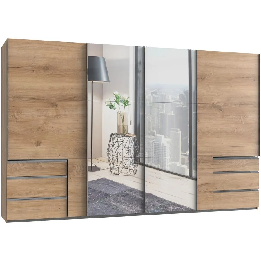Kleiderschrank Sanko Plankeneiche Holzwerkstoff B 350 cm