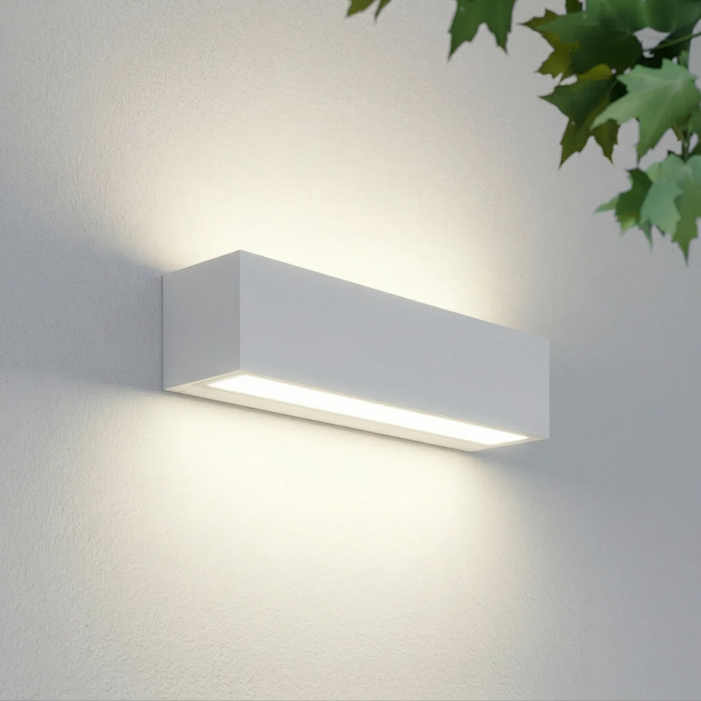 Lengo LED-utomhusvägglampa, 25 cm, vit, upp/ned, 3000 K Lucande - Modern - Aluminium - Vinklad