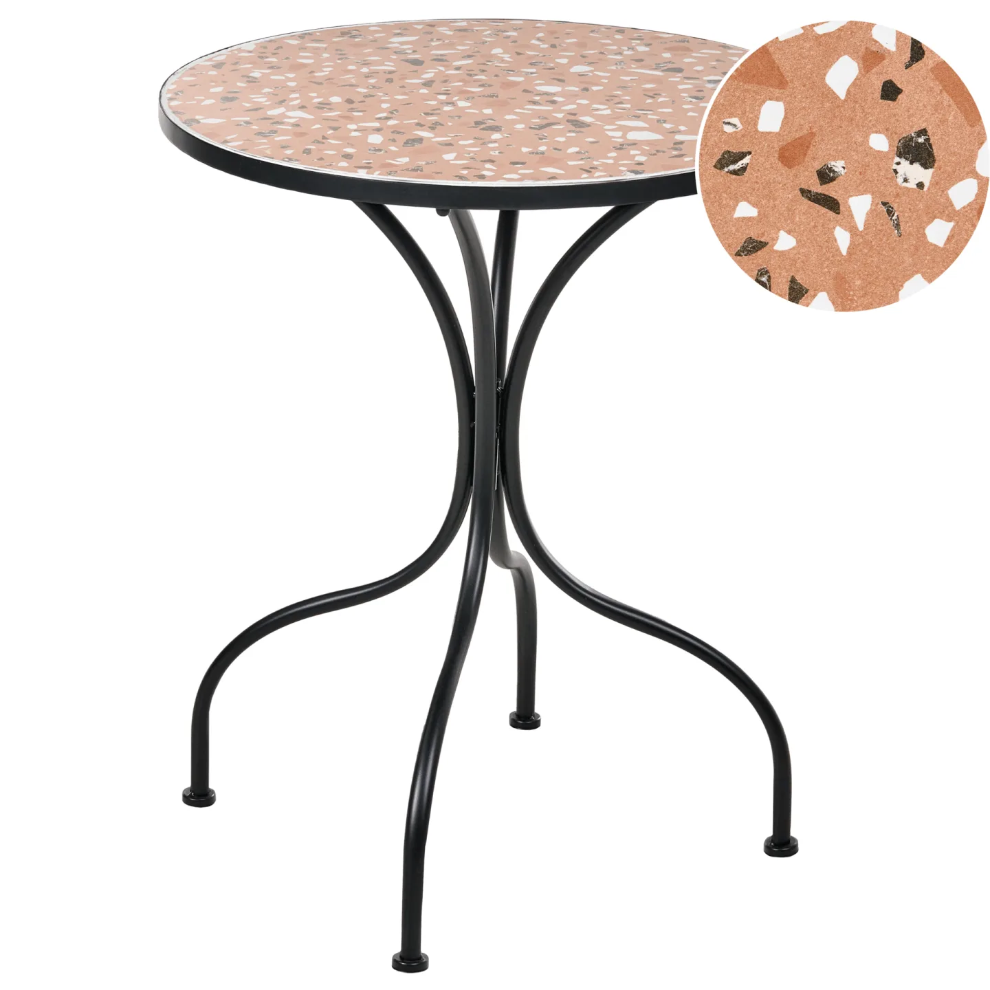 Bistrobord utomhus Adrano 60 cm Terrazzoeffekt Järn - Svart/Orange