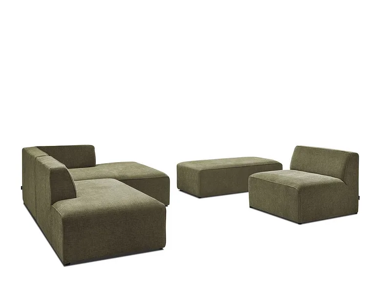 Sofa mit Hocker BOBOCHIC MEGEVE Stoff mit Textur grün