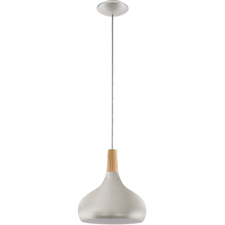 Pendellampe Sabinar Braun/Silber Stahl/Holz 110 cm - Farbe: silber-braun - Material: Holz/Stahl
