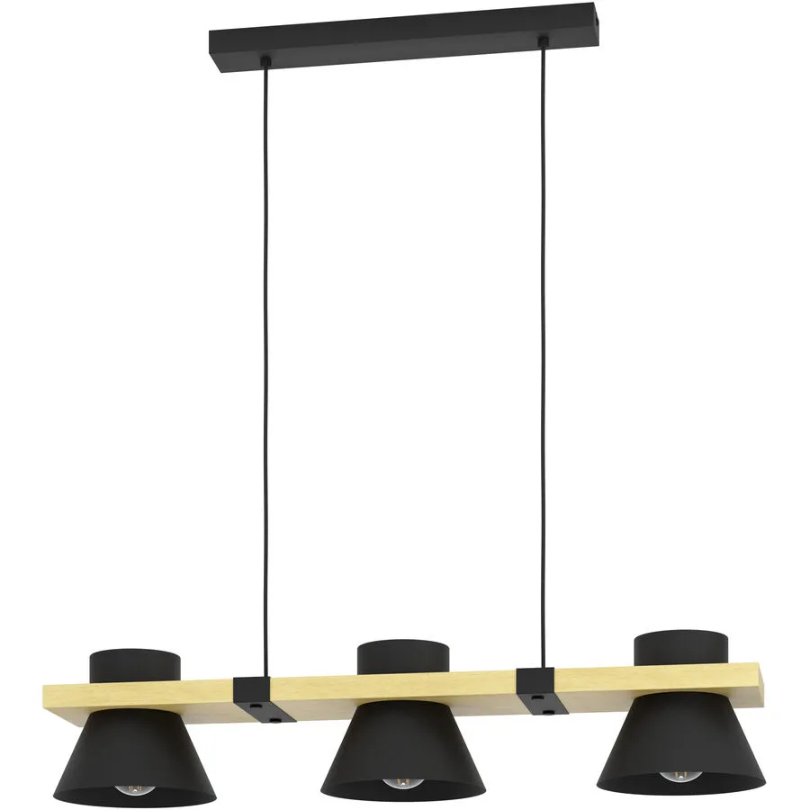 Eglo Pendellampe Maccles Braun/Schwarz Stahl/Holz 18 cm 110 cm - Material: Holz/Stahl
