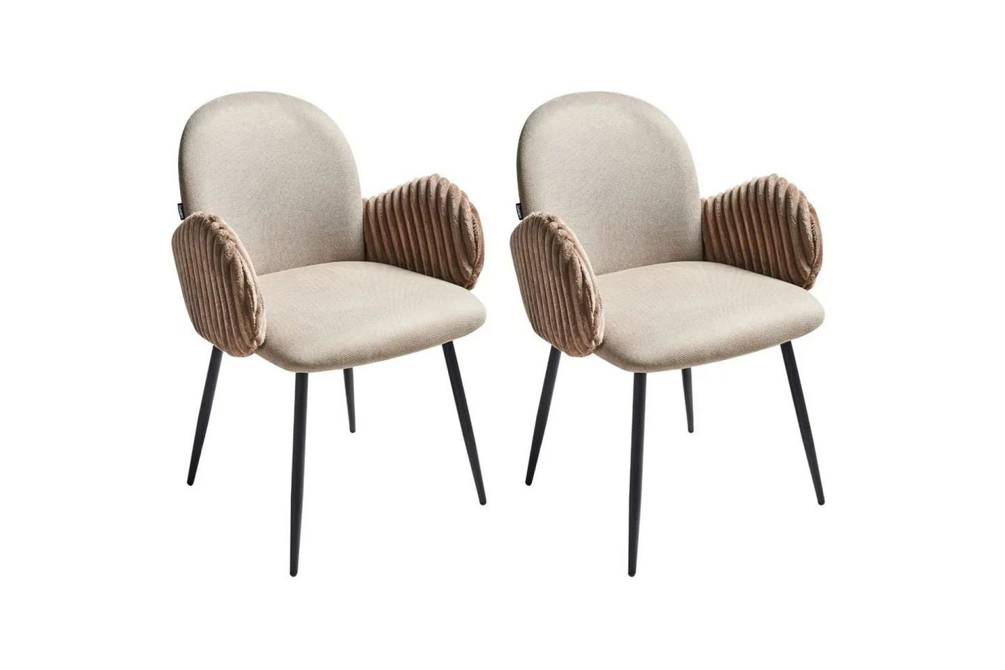 Set med 2 matstolar Amity - Beige, svart, brun