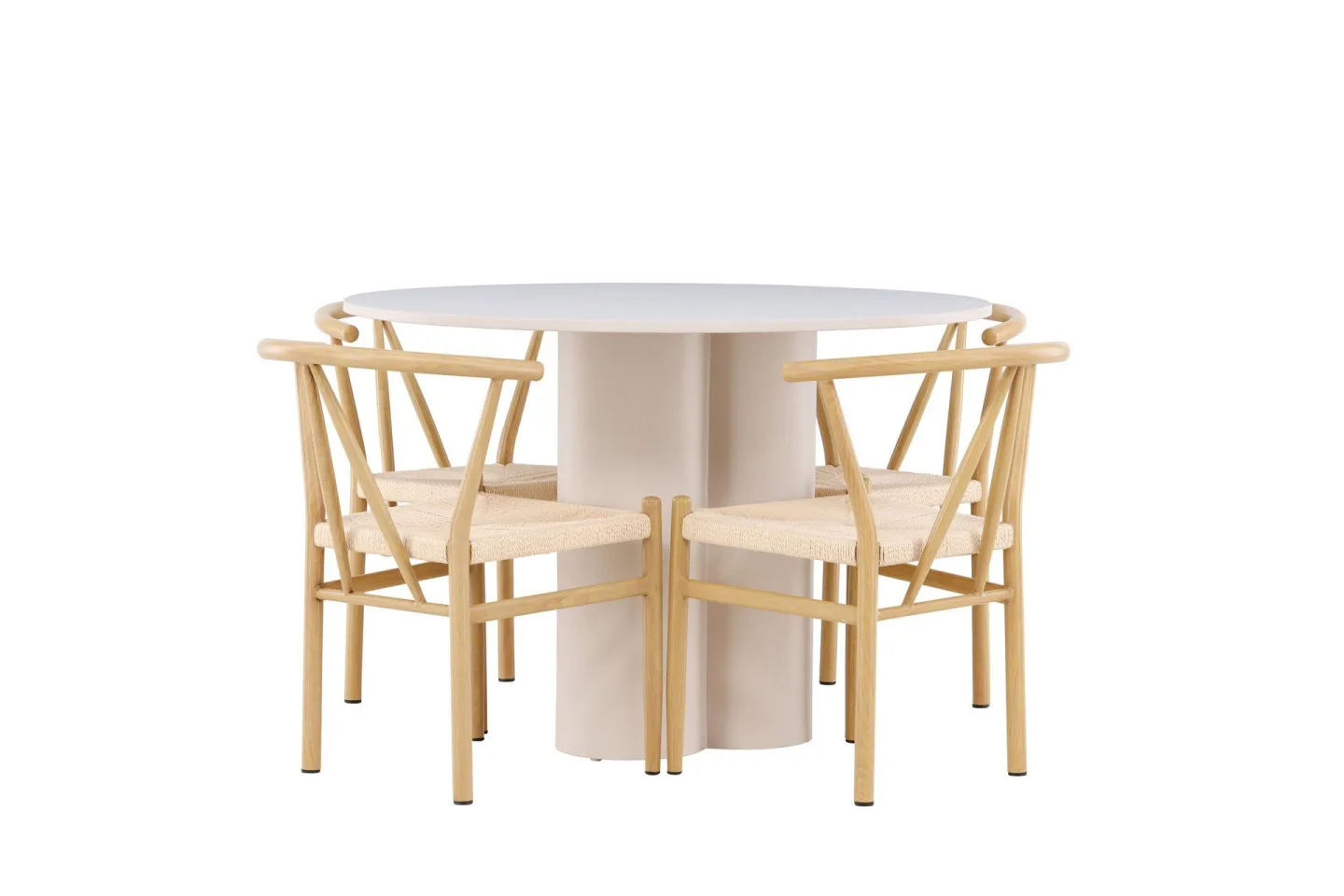 Olivia Matgrupp 110 cm Rund med 4 Alfons stolar - Beige/Beige