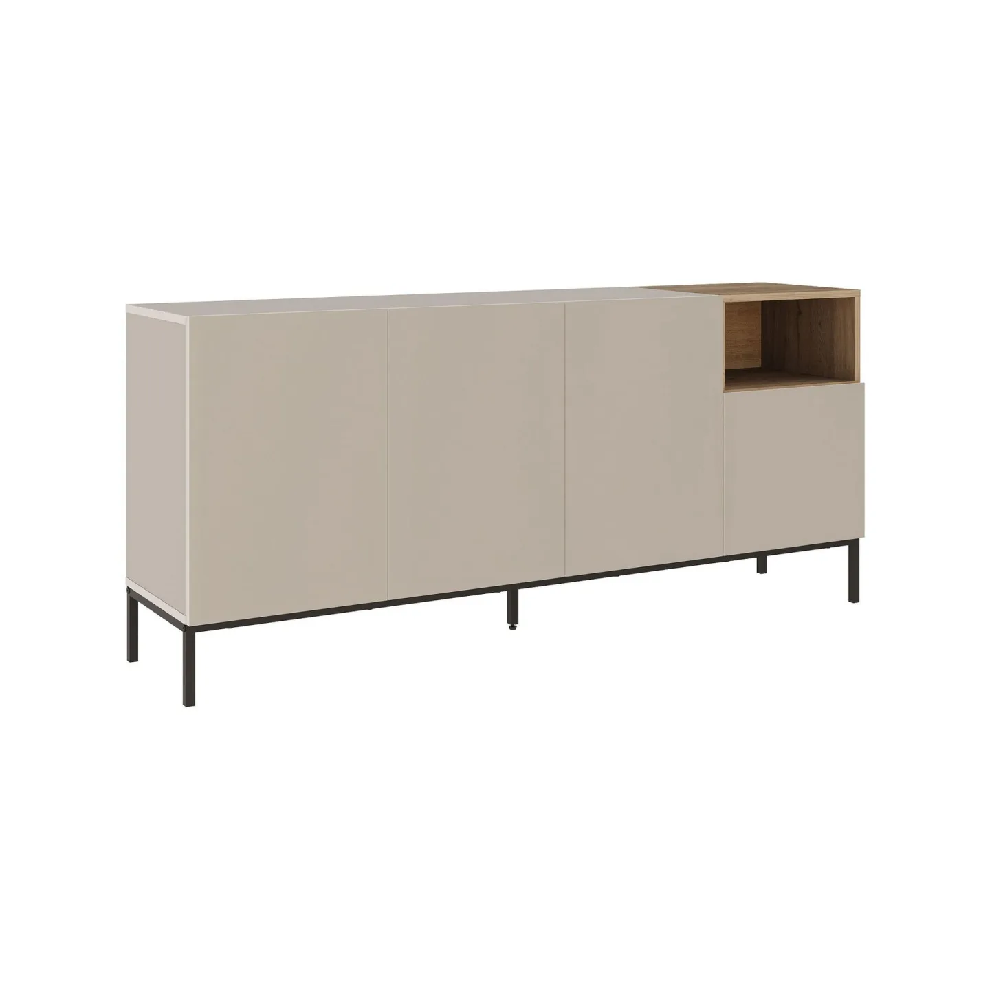 Morlen Konsol 180x80x41,8 cm - Sandstone, Natural Oak, Black