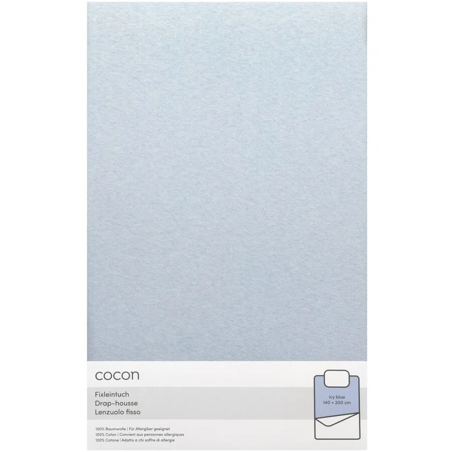 Fixleintuch COCON Eisblau Baumwolle 140 x 200 cm - Material: Jersey