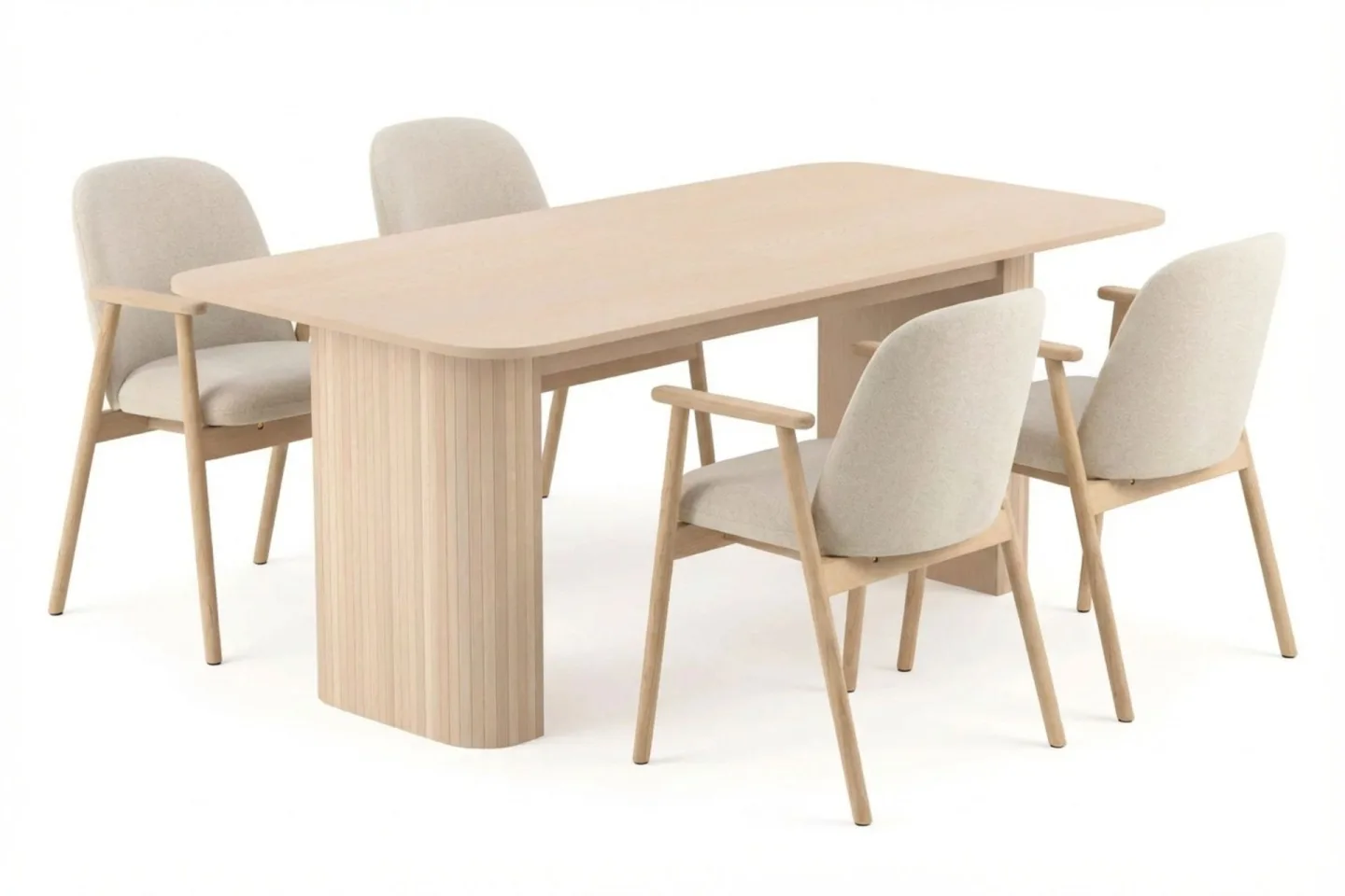 Kopparbo Matbord 180-240 cm Förlängningsbart med 4 Reciclar Matstolar -