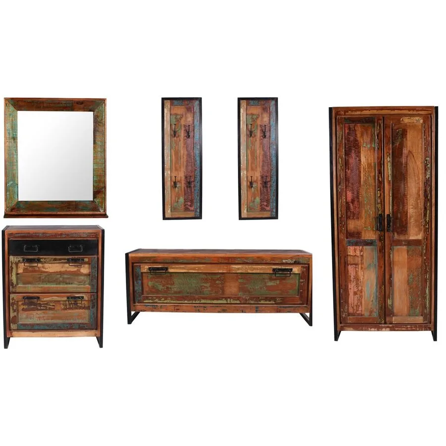 Garderobenmöbel Indo bunt Altholz B 98 T 40 H 96 cm