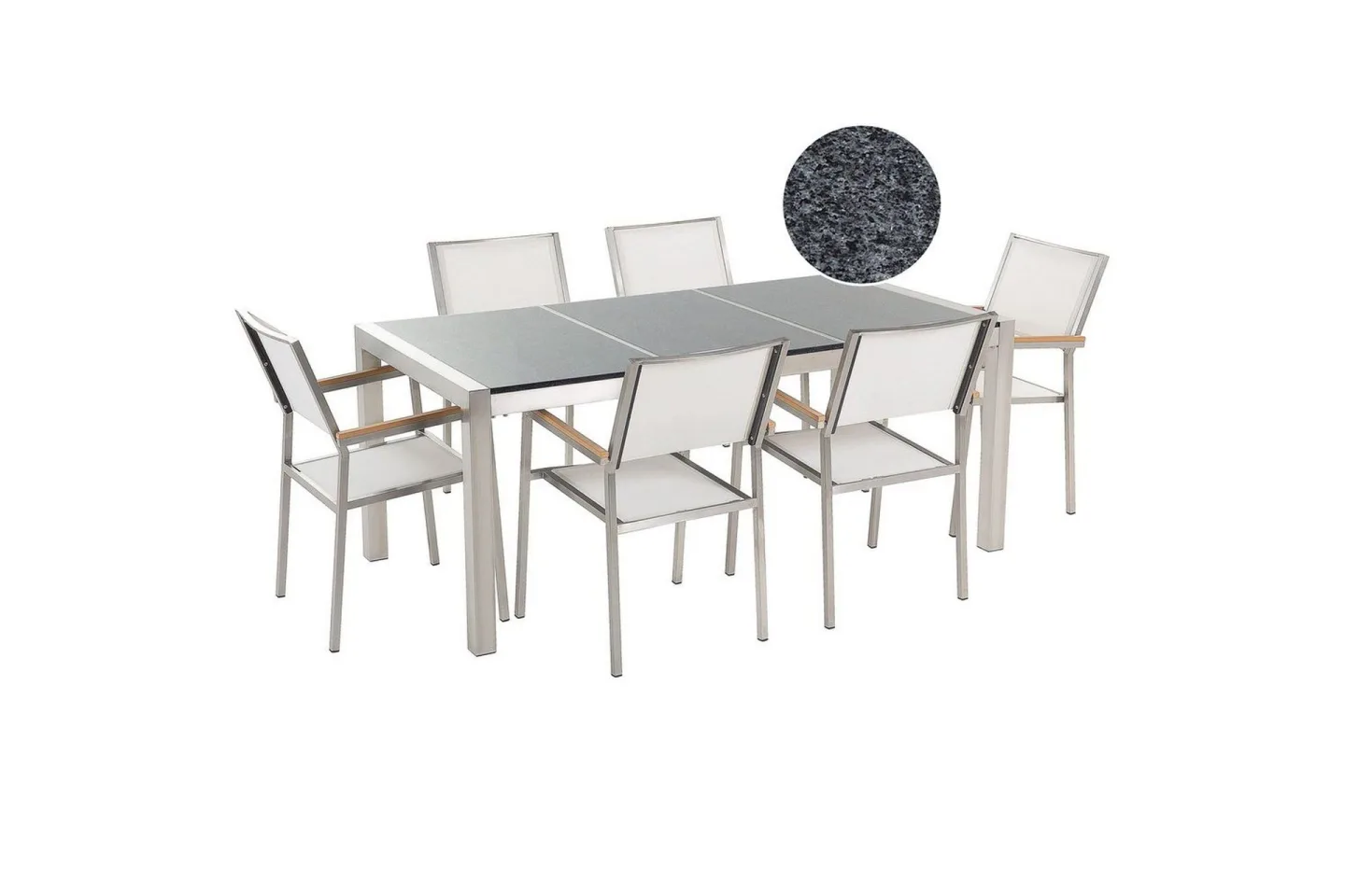 Matsalsset Grosseto Grå/Vit/Silver, 6-Sits - Grå/Vit/Silver, 6-Sits