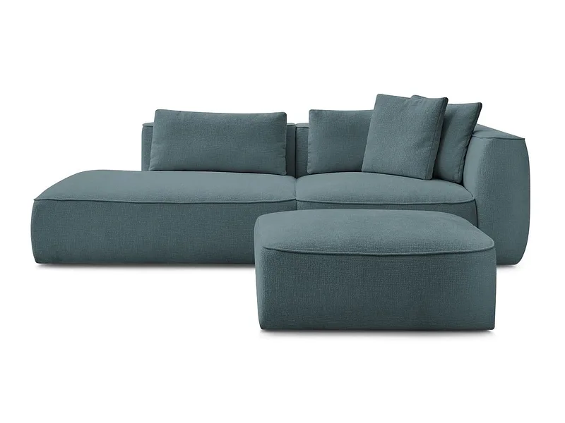3er Sofa mit Hocker BOBOCHIC LEOPOLD Stoff mit Textur dunkelblau