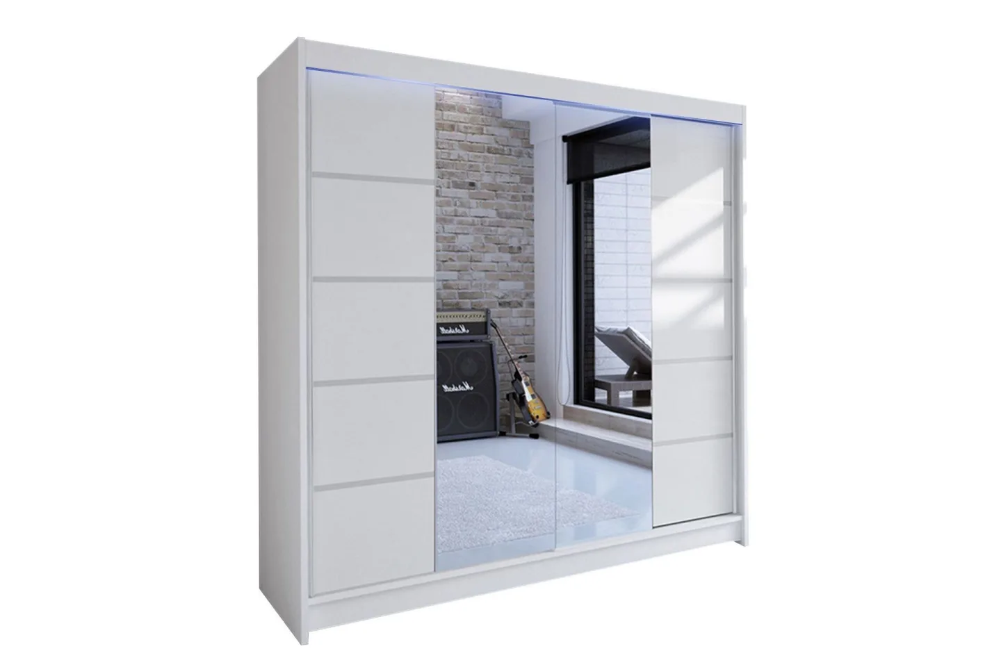 Canderbury Garderob med Spegel 180x215 cm - Vit