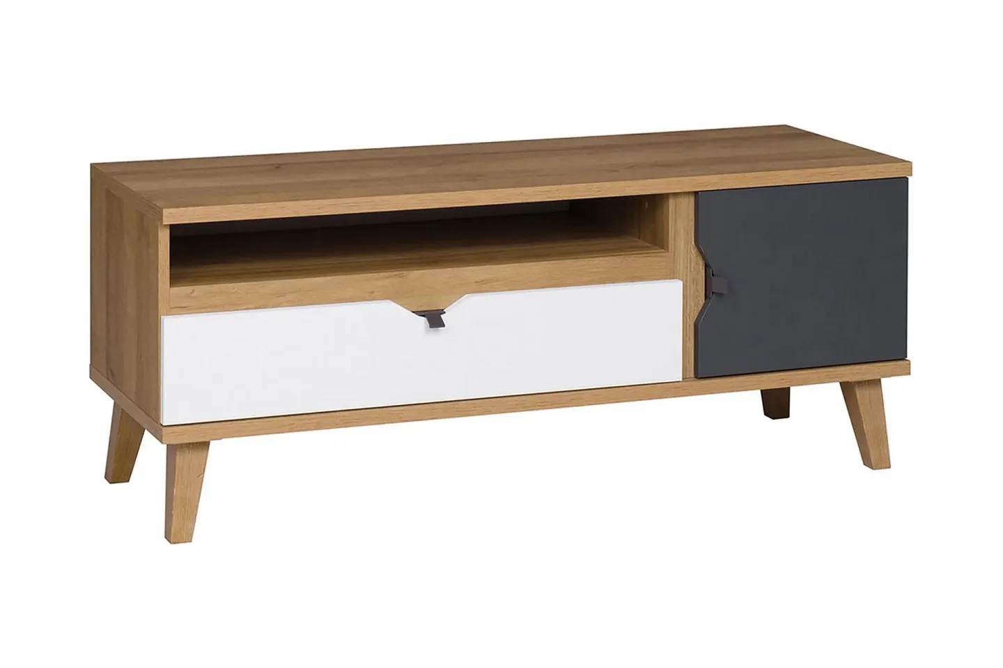 Vintra TV-bänk 120 cm - Vit/Grå/Trä