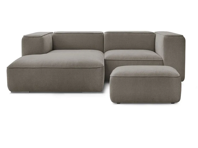 Ecksofa mit Hocker BOBOCHIC ZEPHYR Stoff mit Textur taupe