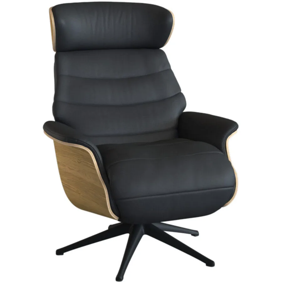 Relaxsessel Cam Schwarz Leder 83 cm 88 cm