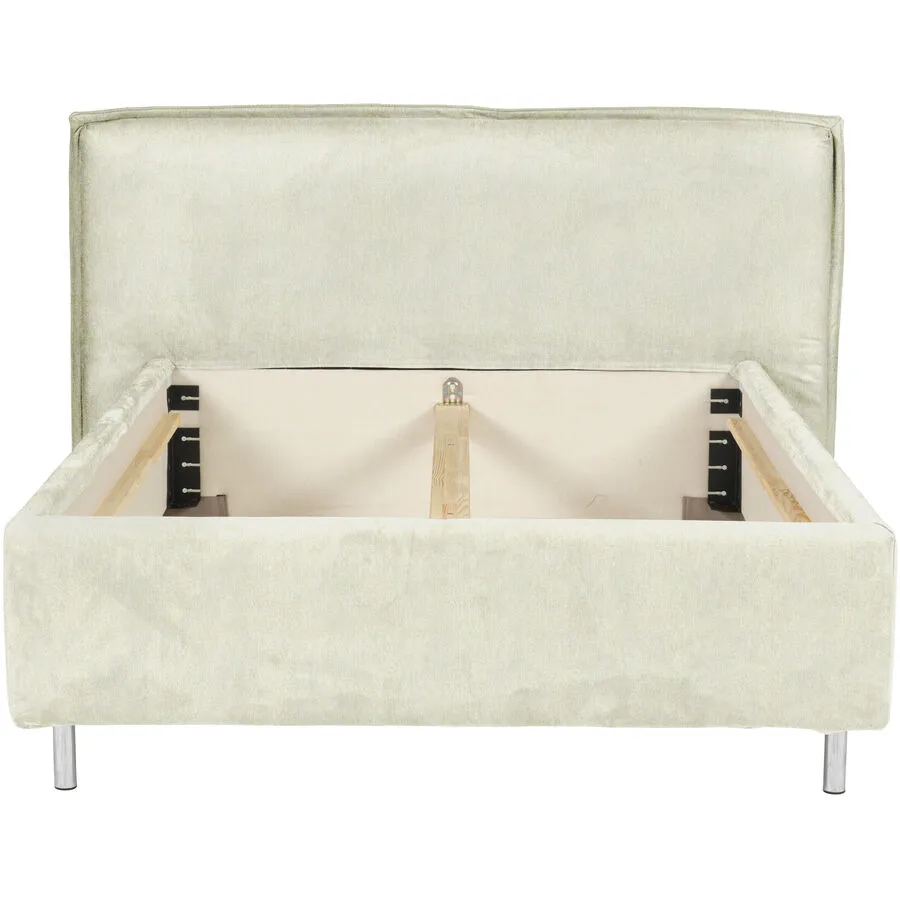Bett Bow Cream 51% Polyester, 42% Acryl, 7% Baumwolle mit attraktiver Spezialnaht am Kopfteil, im skandinavischen Design 160 x 200 cm