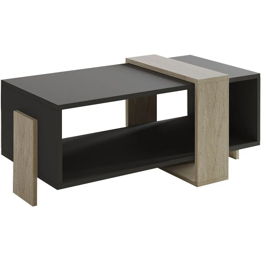 Salontisch Georis Travertin, Anthrazit 100% Melaminbeschichtete Kiefer B 90 T 49 cm