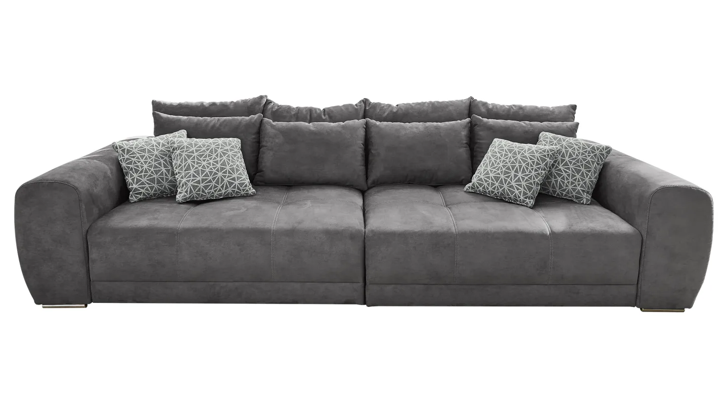 Big Sofa mit Federkern grau 306 x 134 cm - MOLDAU