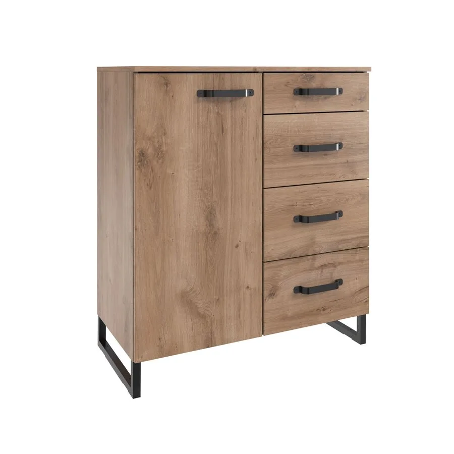 Kommode Demian Plankeneiche/Raw-Steel Holzwerkstoff B 81 H 92 cm