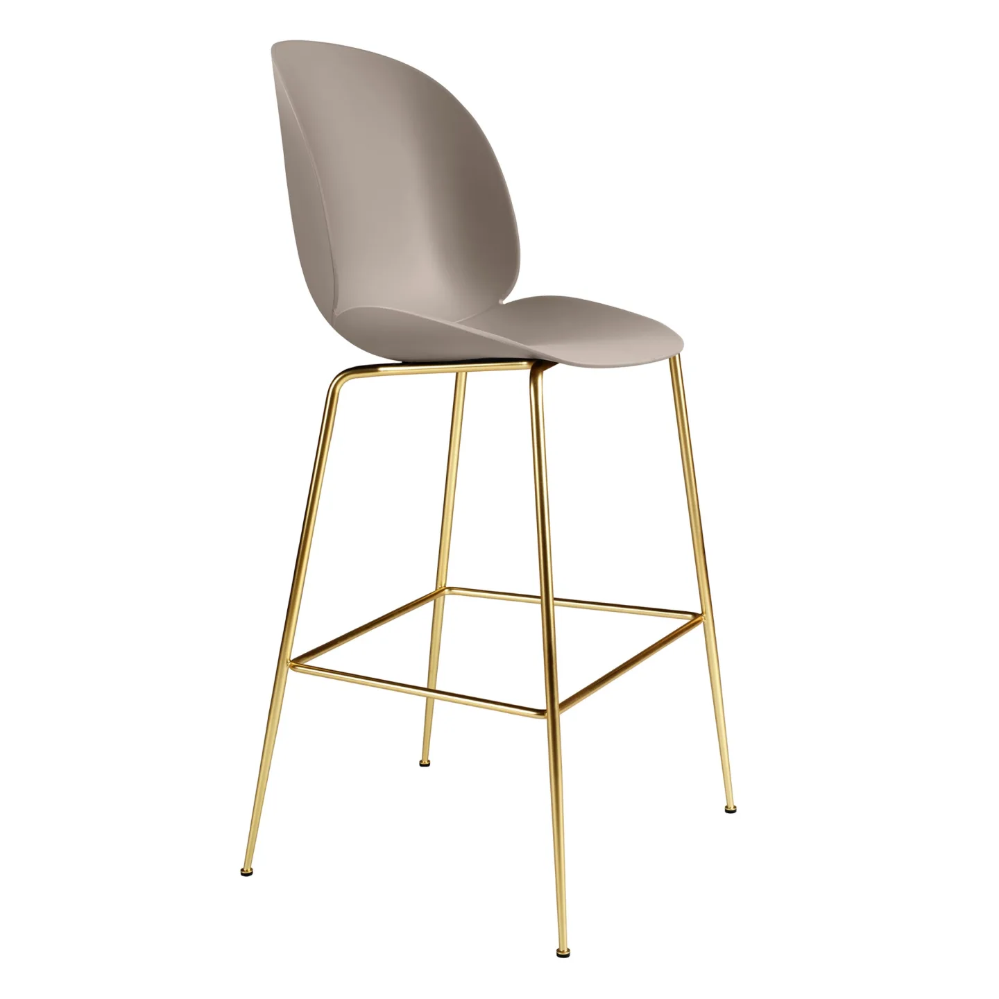 Gubi - Beetle Bar Chair Un-upholstered, Conic Base Brass, New Beige Shell, - Barstolar - GamFratesi - Beige - Metall/Plast