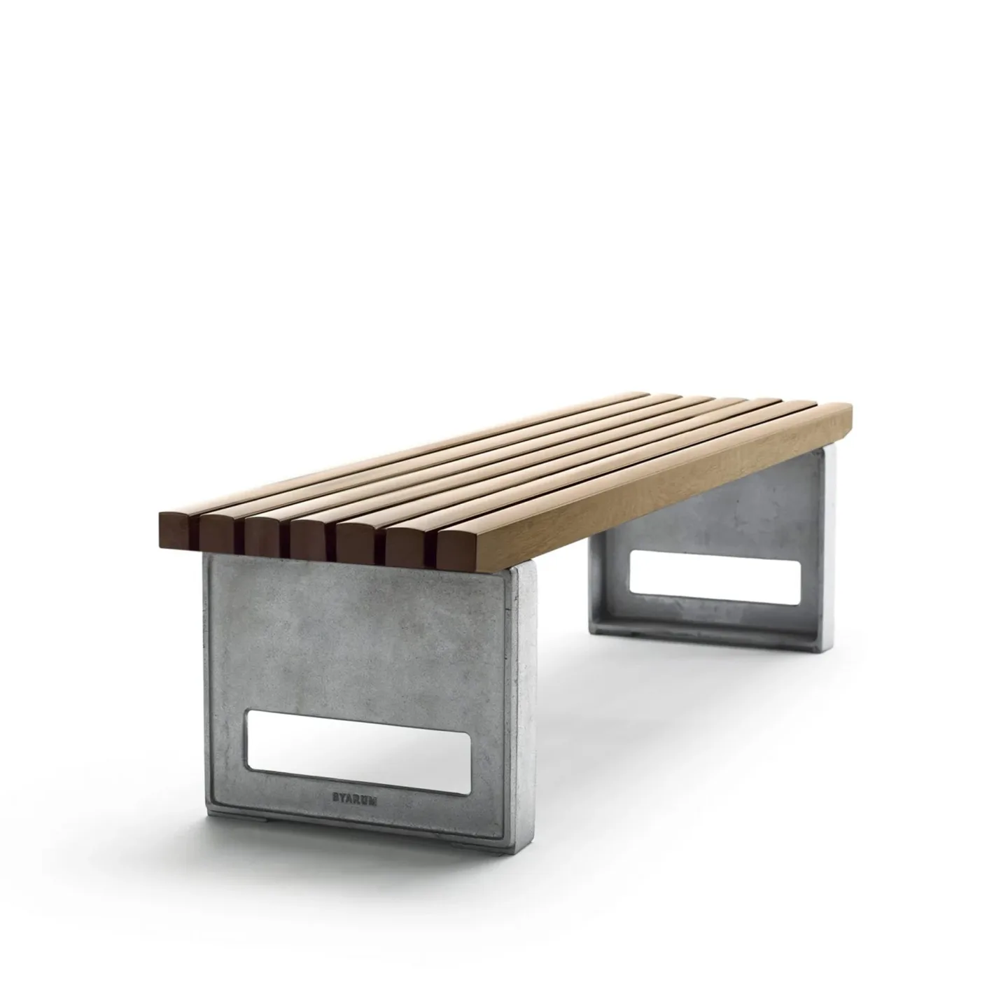 Byarums Bruk - Bänk Block - Smal Oljad Ek/Natur - Trädgårdsbänkar - Mårten Cyrén - Silver - Metall