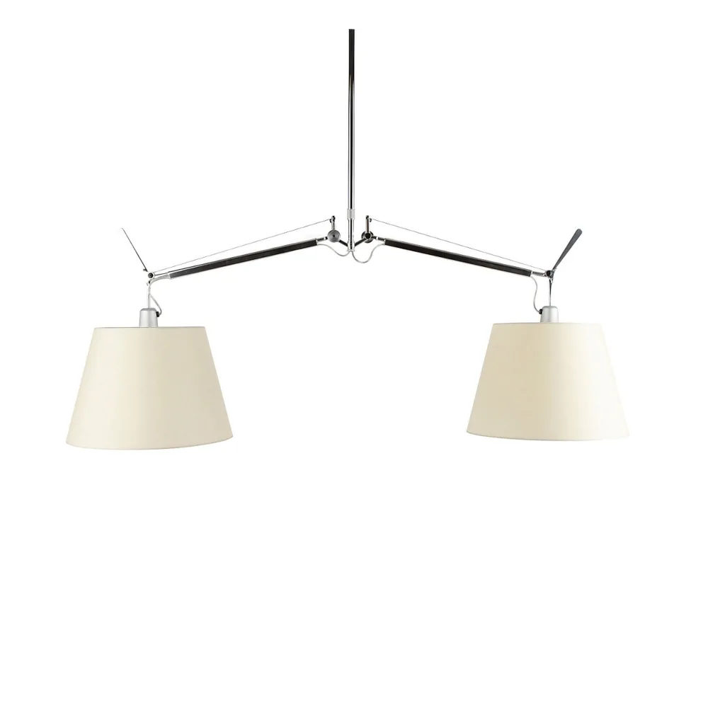 Artemide - Tolomeo Basculante 2 Bracci Pendellampa, Skärm i Pergamentpapper Ø 32 cm - Pendellampor - Giancarlo Fassina,Michele De Lucchi - Silver