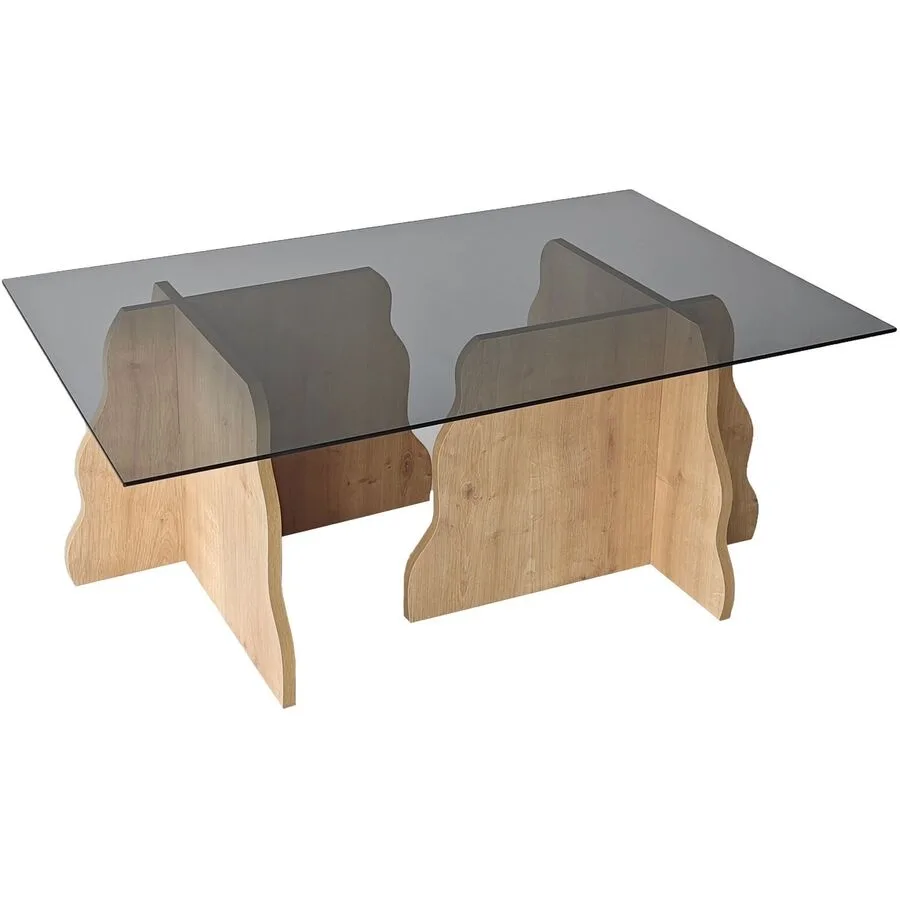 Salontisch Georis Saphir-Eiche, Rauch 100% Hartglas B 105 T 65 cm