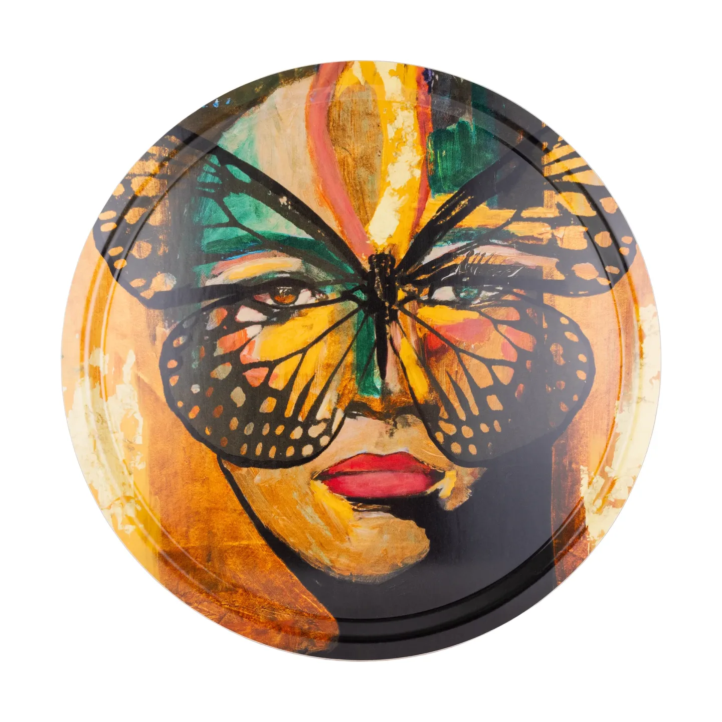 Carolina Gynning Golden Butterfly Tablett Ø46 cm Orange-black