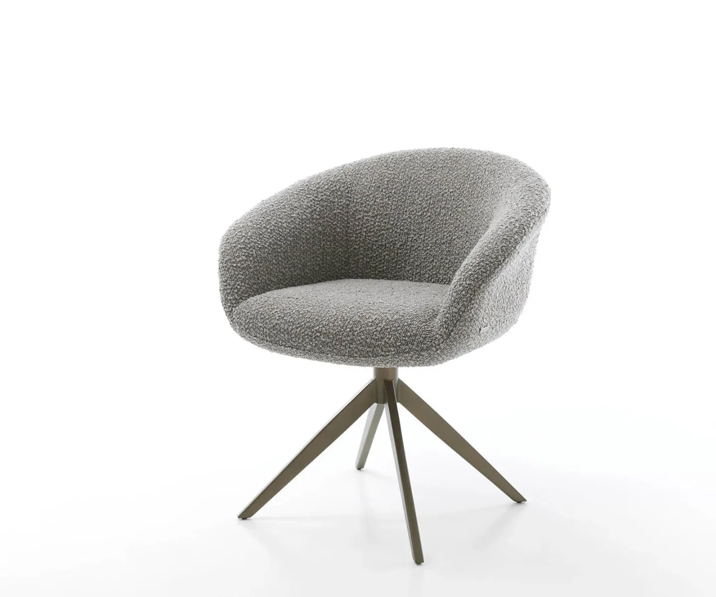 Drehstuhl Vinka-Flex mit Armlehnen Bouclé Silbergrau Kreuzgestell breit Effektfinish Titan 360° drehbar Taschenfederkern