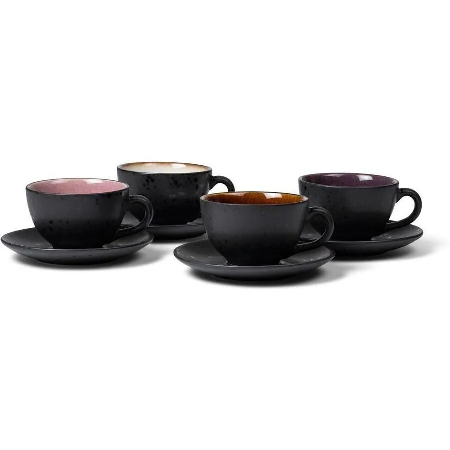 Kaffeetassen-Set BITZ Schwarz/Mehrfarbig Steinzeug H 6 cm 240 ml