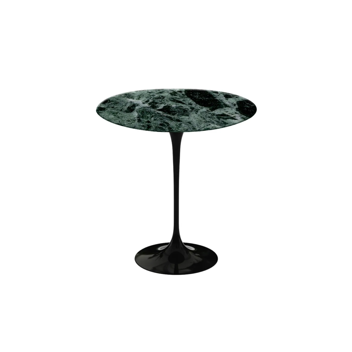 Knoll - Saarinen Round Table - Småbord, Svart underrede, skiva i matt grön Alpi marmor, Ø 51 - Sidobord - Eero Saarinen - Svart - Metall/Trä