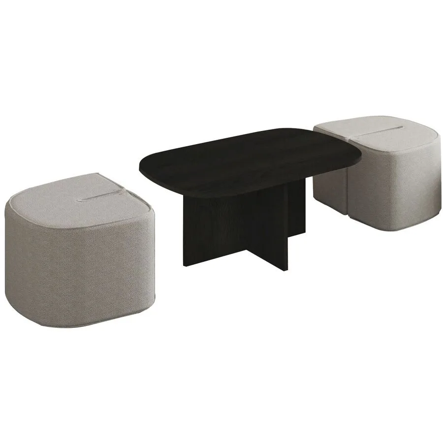 Salontisch Georis Schwarz 100% Melaminbeschichtete Kiefer B 90 T 45 cm