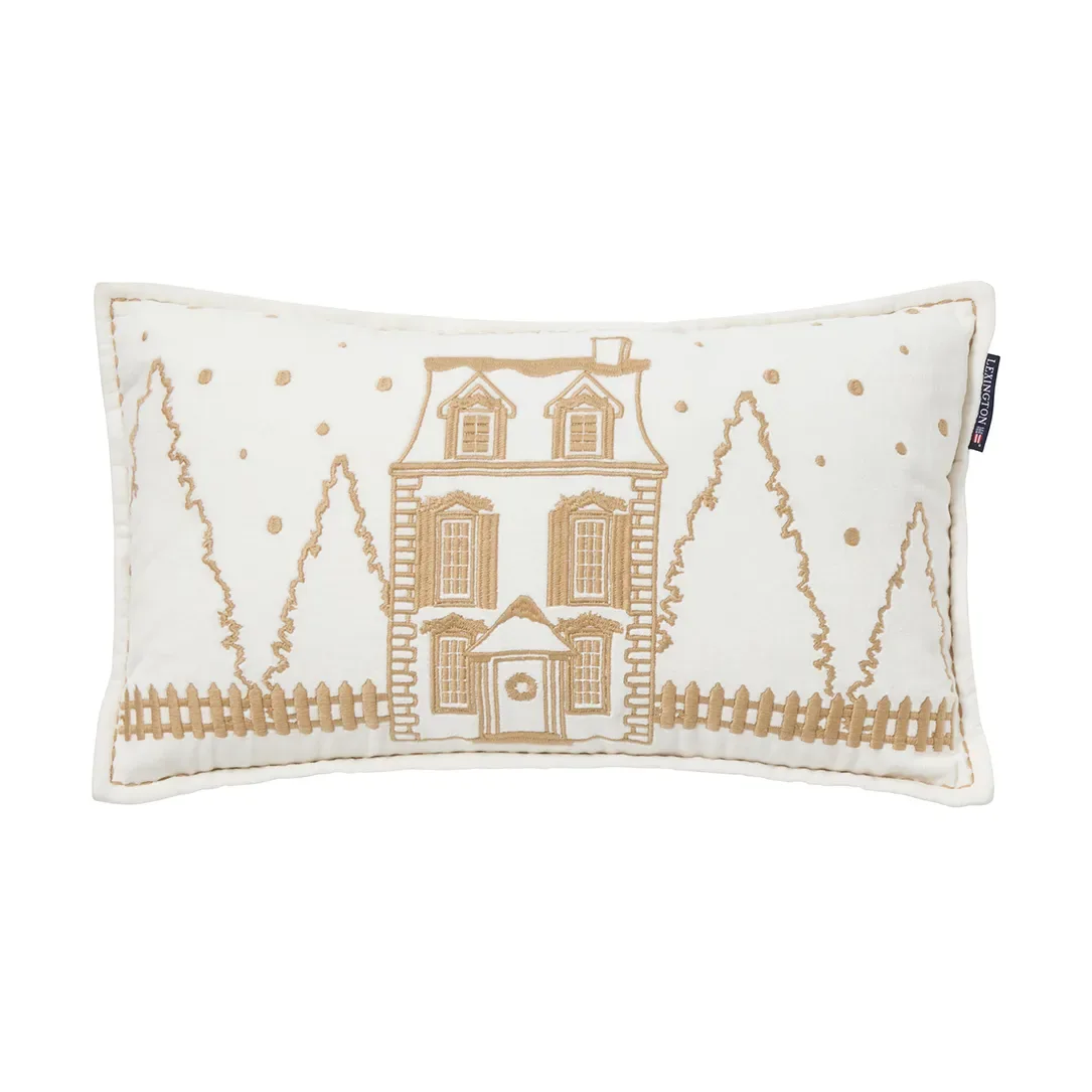 Lexington Winter House eko. sammetsbomull kudde 30x50 cm White-Light beige