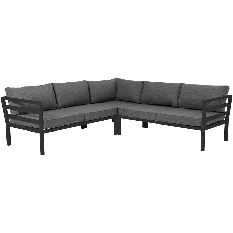 Gartenlounge Fladena Schwarz Metall T 82 H 80 cm