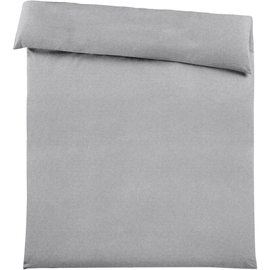 Duvetbezug Emma 200x210cm lightgrey - Farbe: hellgrau - Material: 100% Baumwoll-Flanell, Heather Melange Optik
