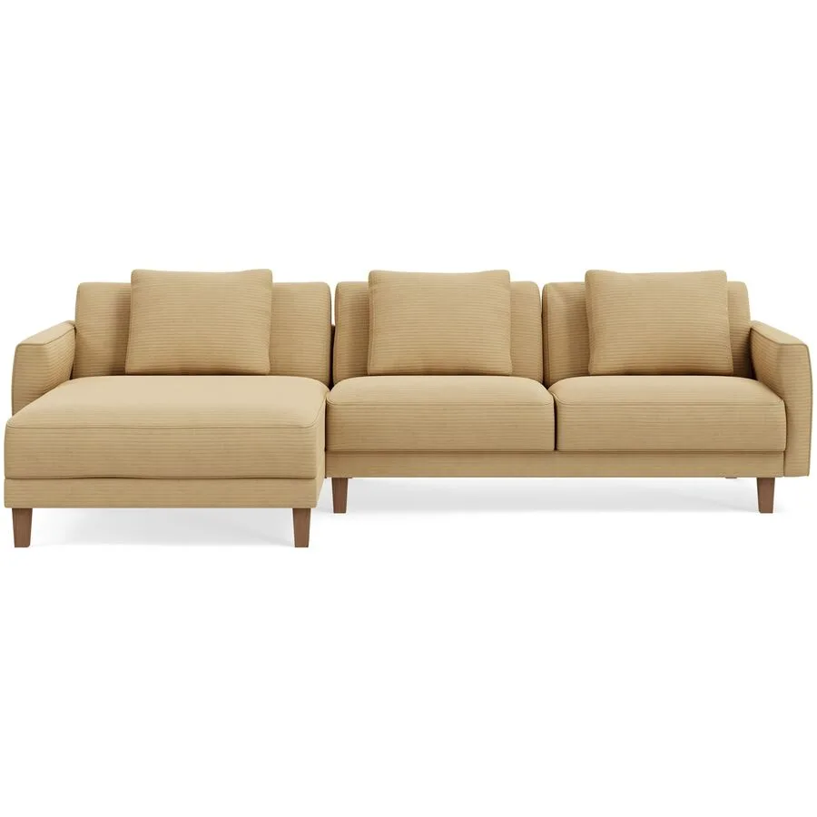 Ecksofa Avena Variabel Stoff/Holzfuss walnuss gelb B 278 T 163 cm - Möbel Konfigurator: Traummöbel individuell zusammenstellen