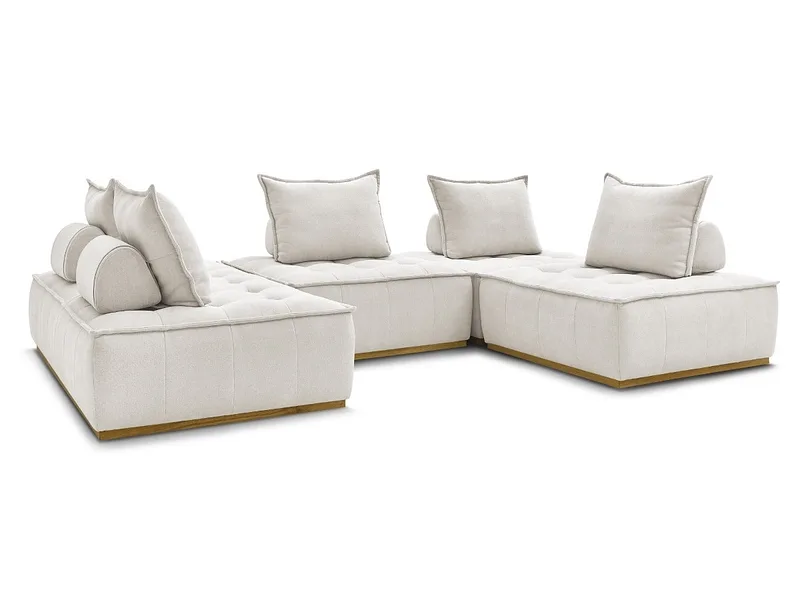 Wohnlandschaft BOBOCHIC ELISA Stoff mit Textur weiss