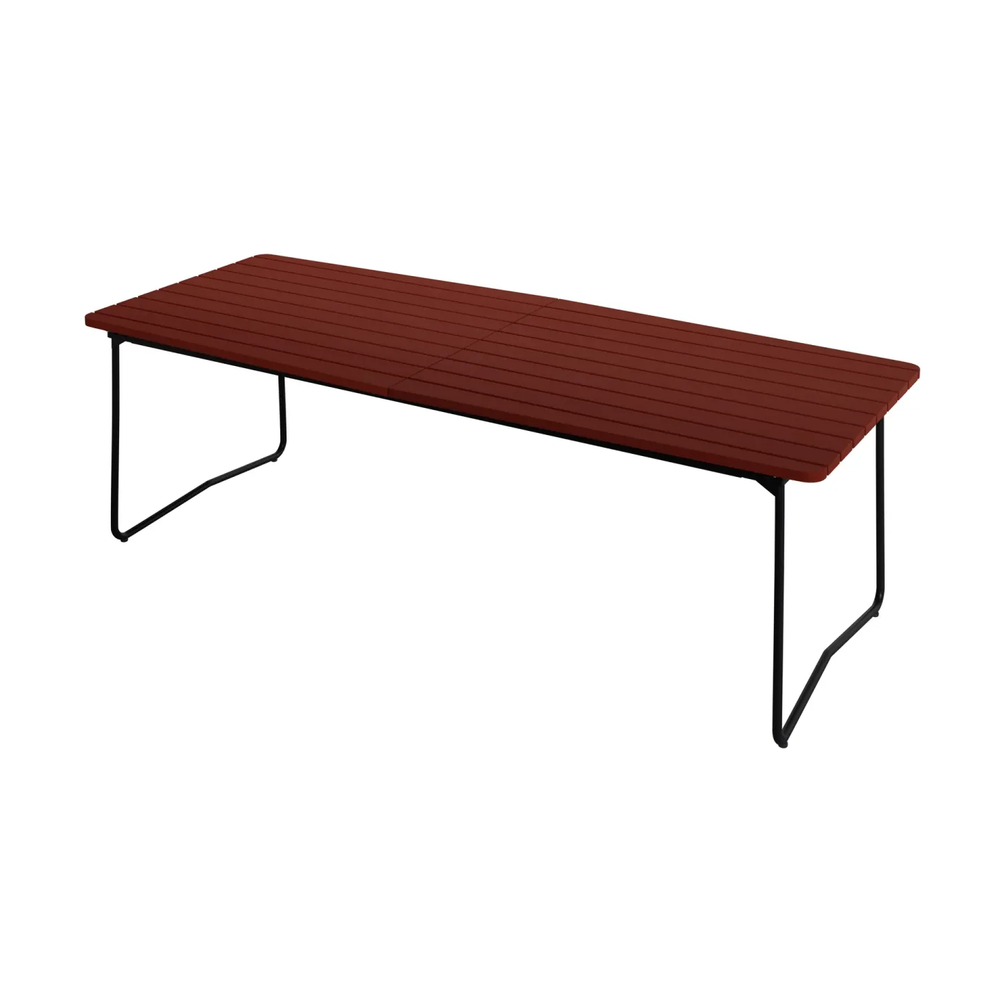 Grythyttan Stålmöbler B31 matbord Mörkröd lackerad ek-svart stålstativ, 230x92 cm