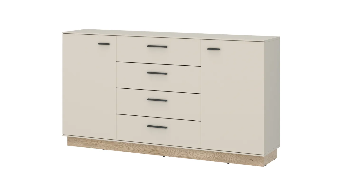 Sideboard mit 4 Schubladen Beige-Kaschmir - Eiche 155 cm - MEOLO